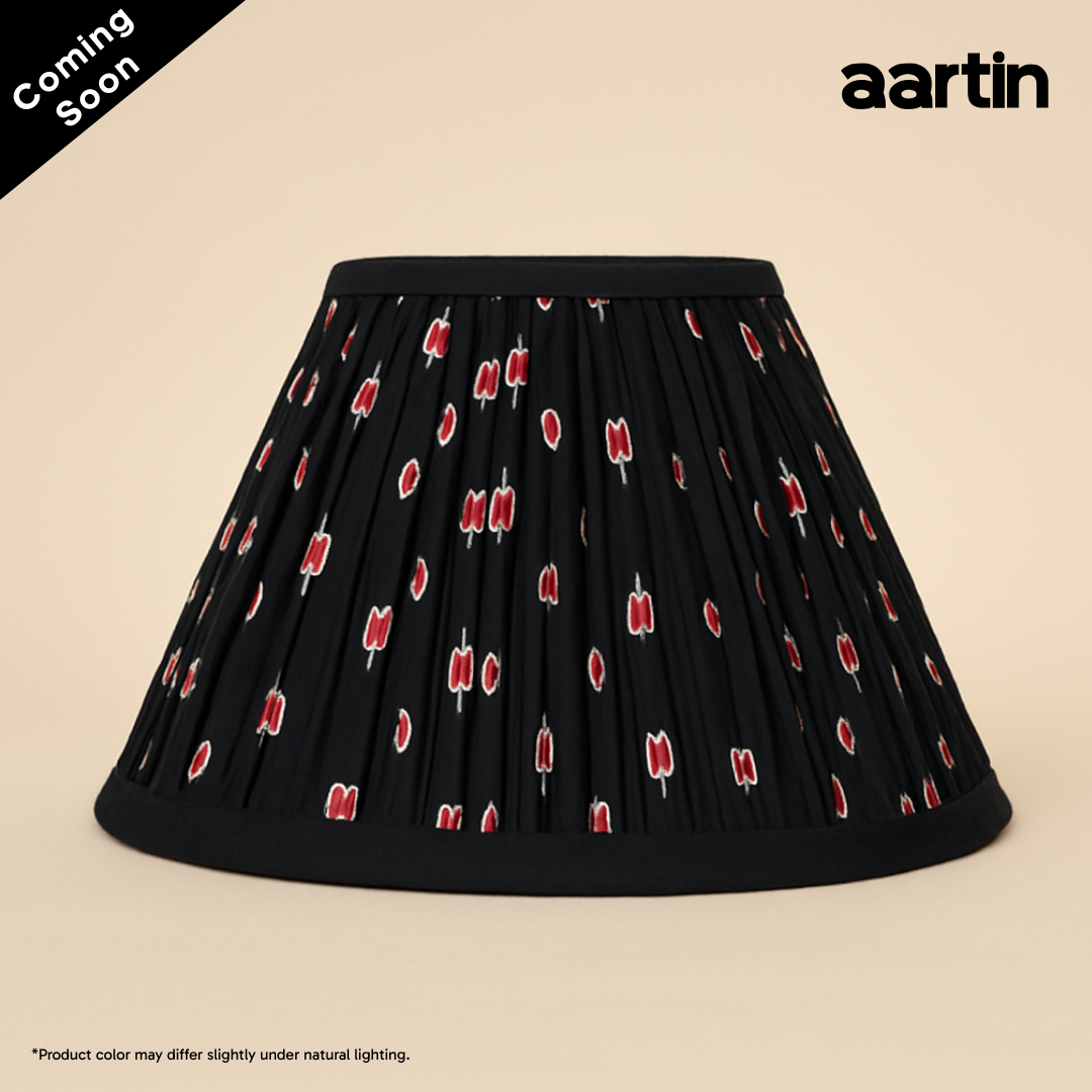 AARTIN 30 CM MIDNIGHT LOTUS EMPIRE GATHERED LAMPSHADE IN COTTON