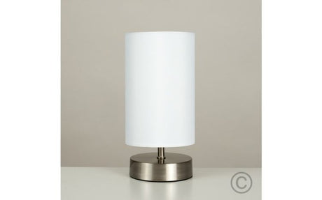Francis Nickel Touch Table Lamp  White 