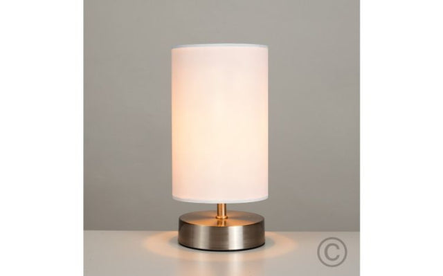 Francis Nickel Touch Table Lamp  White 