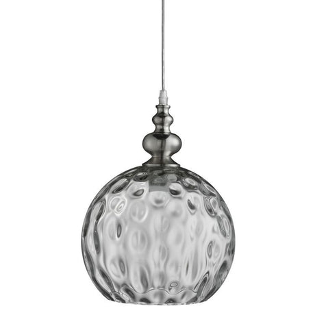 Searchlight Indiana Silver Globe Pendant Light Glass Shade