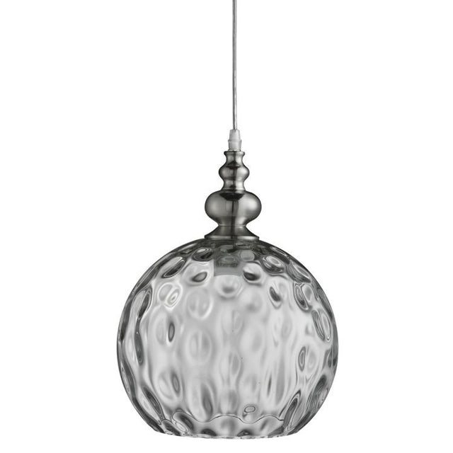 Searchlight Indiana Silver Globe Pendant Light Glass Shade