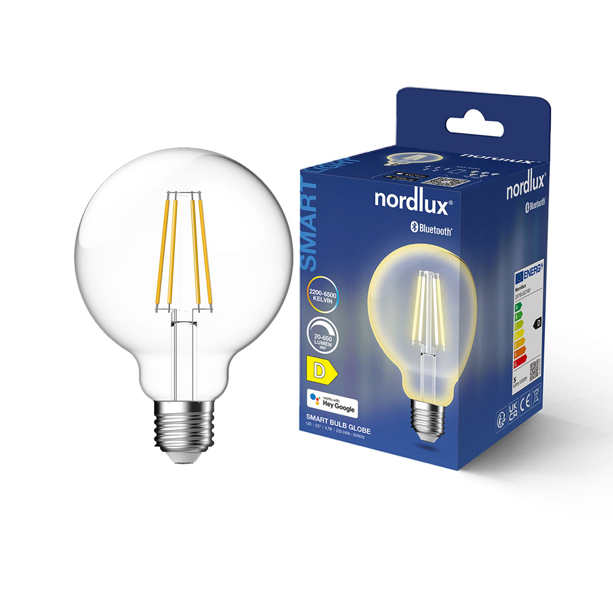 Nordlux E27 LED Smart 95mm Globe 4.7w CCT 650lm Dimmable - Comet Lighting