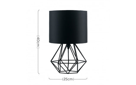Angus Geometric Black Base Table Lamp Black Shade
