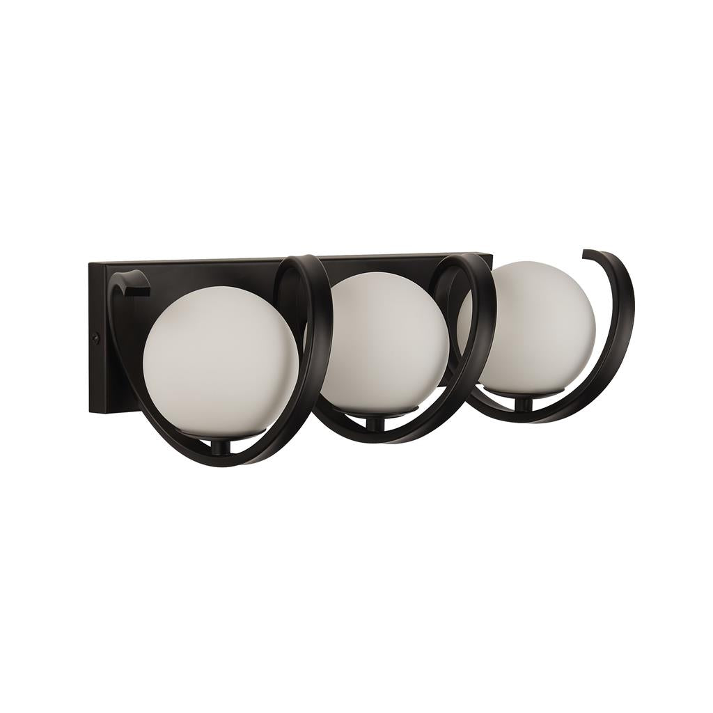 Twister 3Lt Wall Light - Black Metal & Opal - Comet Lighting