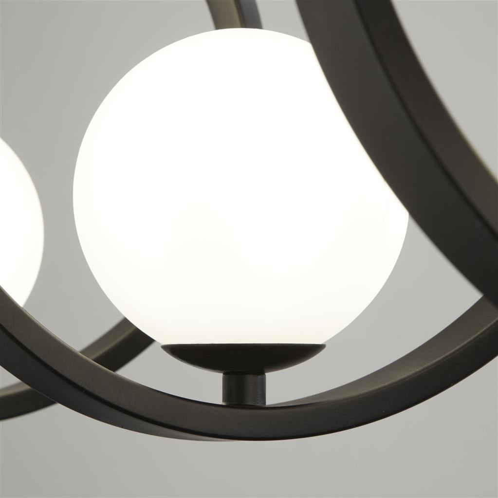 Twister 3Lt Wall Light - Black Metal & Opal - Comet Lighting