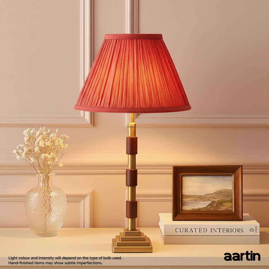 AARTIN CLOVER TABLE LAMP IN ANTIQUE BRASS & WOOD (BASE ONLY)