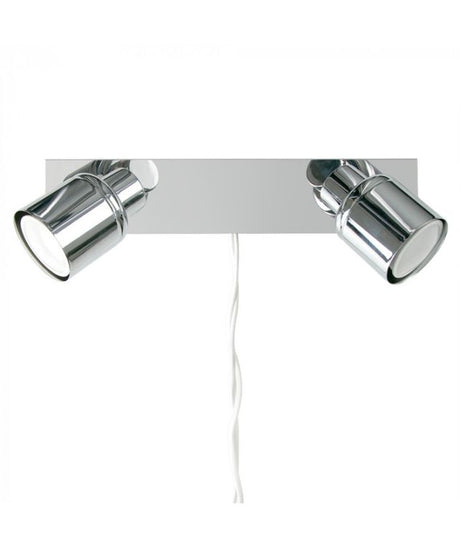 Benton Chrome Twin Spotlight With Cable Plug & Switch
