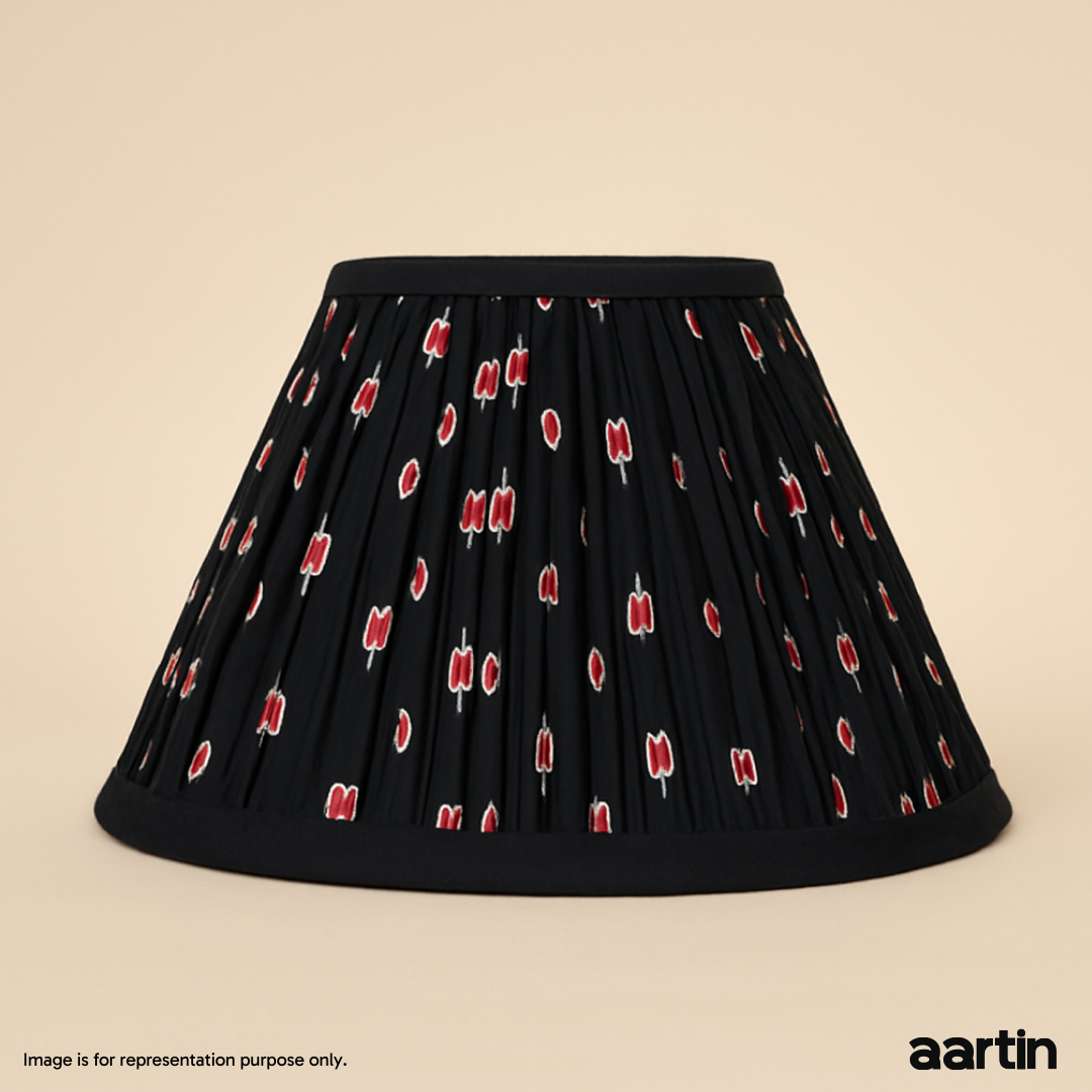 AARTIN 30 CM MIDNIGHT LOTUS EMPIRE GATHERED LAMPSHADE IN COTTON