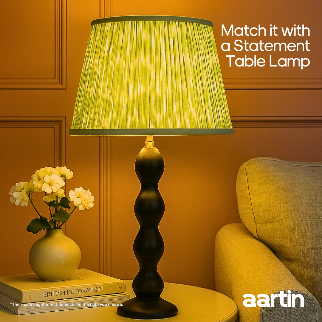 AARTIN 35 CM SAGE GREEN IKAT STRAIGHT EMPIRE GATHERED LAMPSHADE IN COTTON