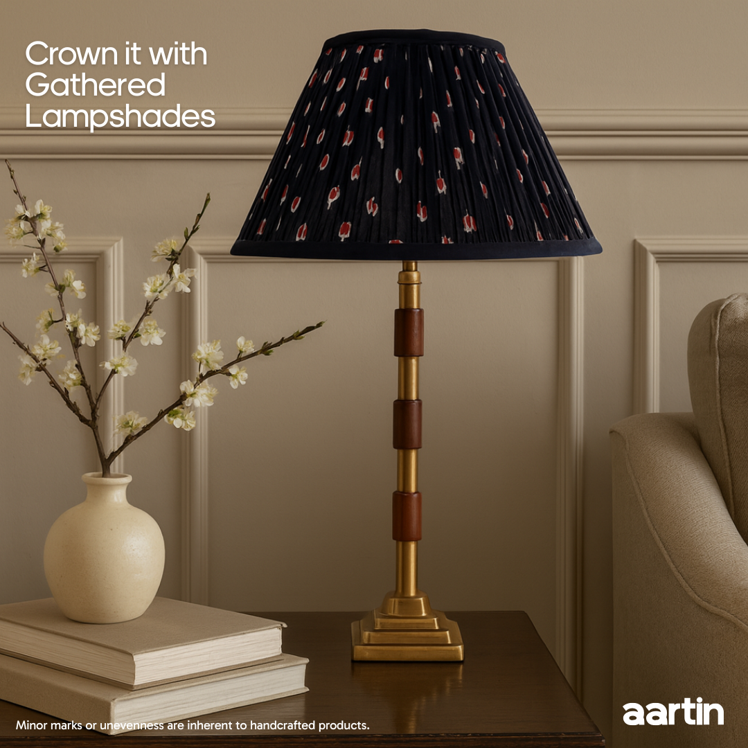 AARTIN CLOVER TABLE LAMP IN ANTIQUE BRASS & WOOD (BASE ONLY)