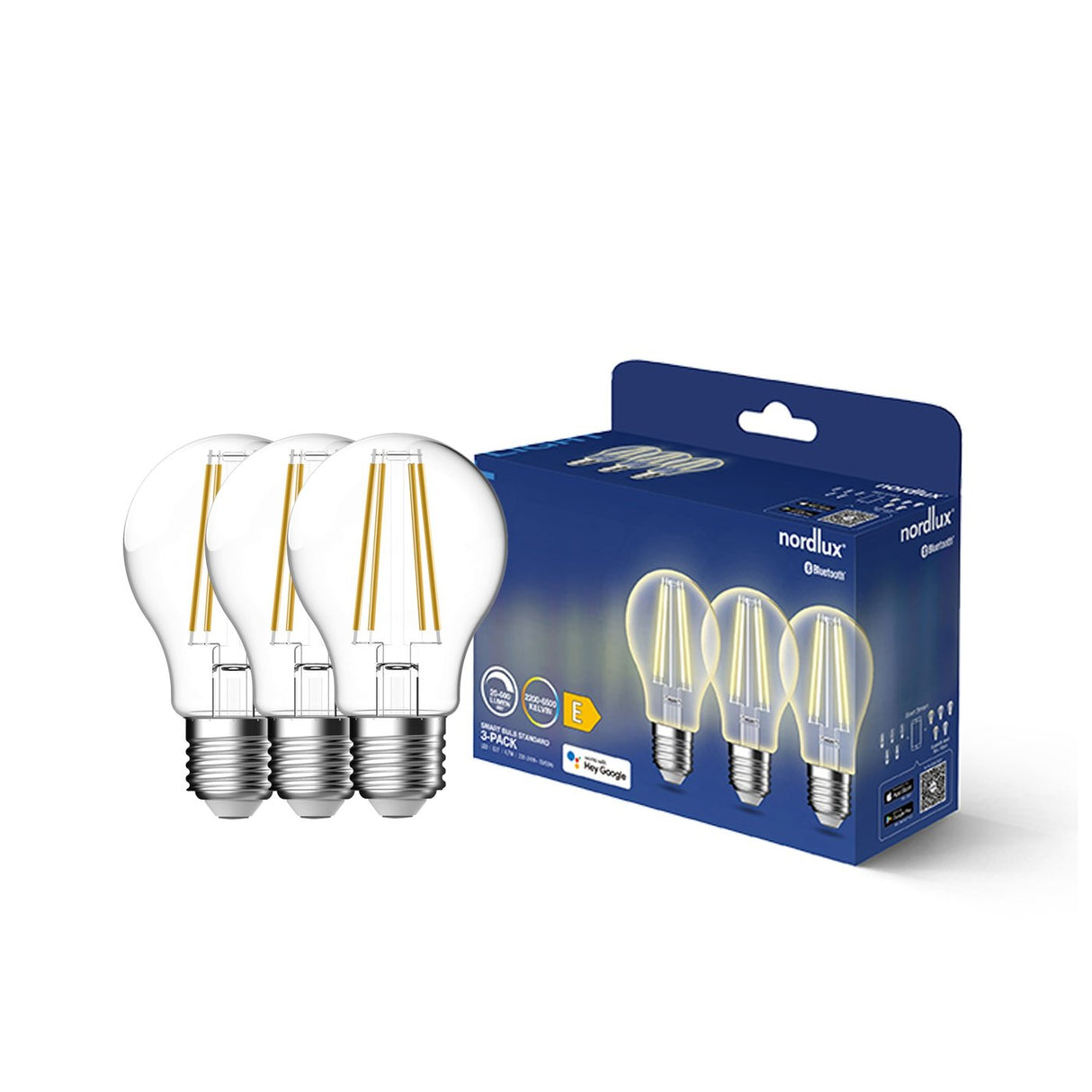 Smart E27 | 3-pack | A60 | 2200-6500 Kelvin | 600 Lumen | Light Bulb | Clear