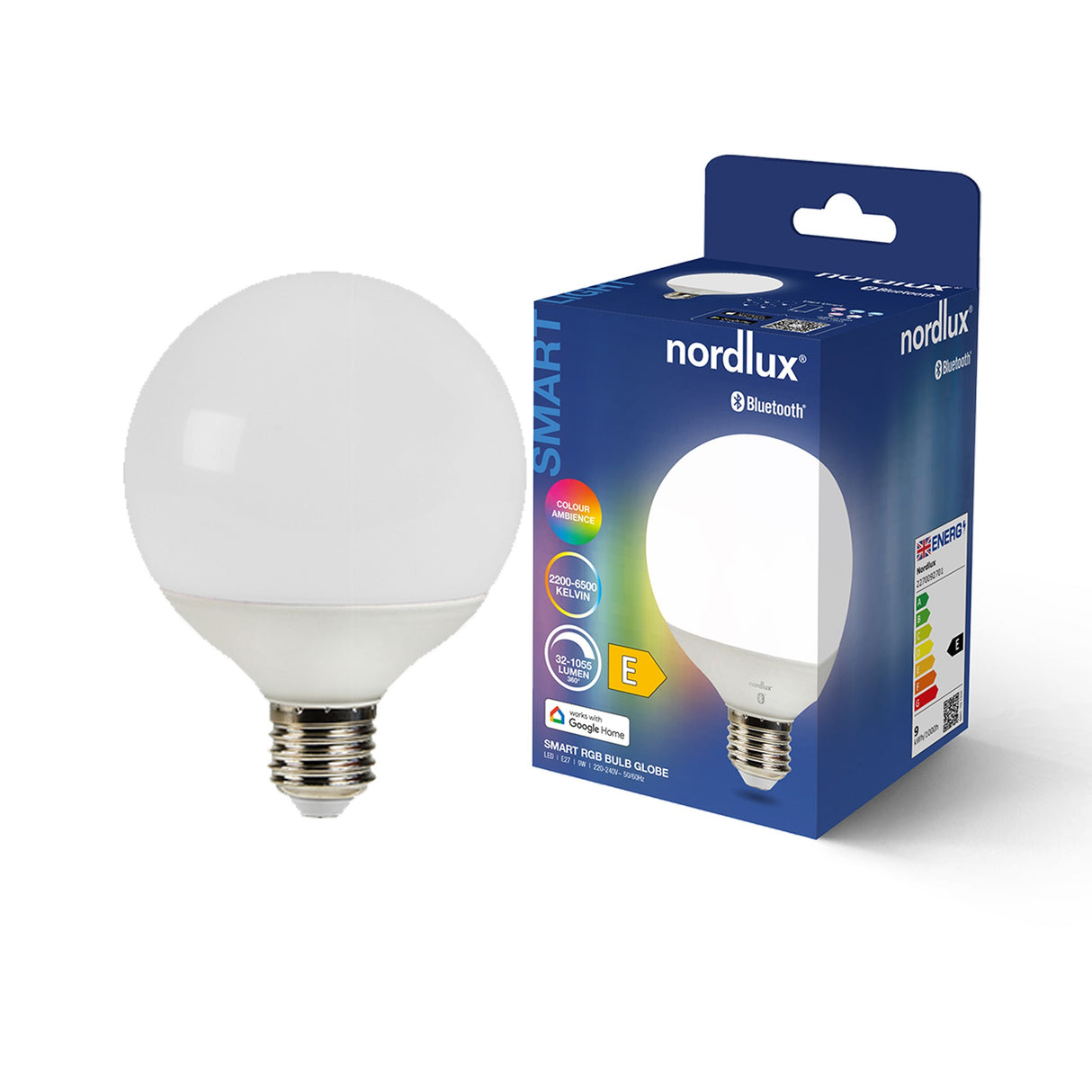 Smart E27 | G95 Colour | 2200-6500 Kelvin | 1055 Lumen | Light Bulb | White - Comet Lighting