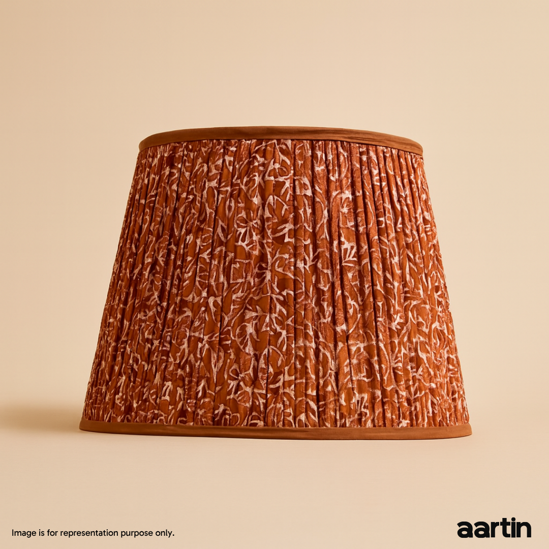 AARTIN 45 CM AUTUMN LEAVES STRAIGHT EMPIRE GATHERED LAMPSHADE IN COTTON