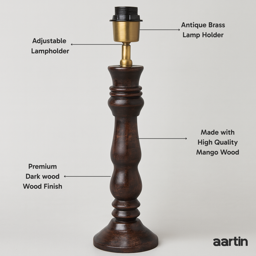 AARTIN ORLA TABLE LAMP IN WOOD WITH DARK BROWN FINISH (BASE ONLY)