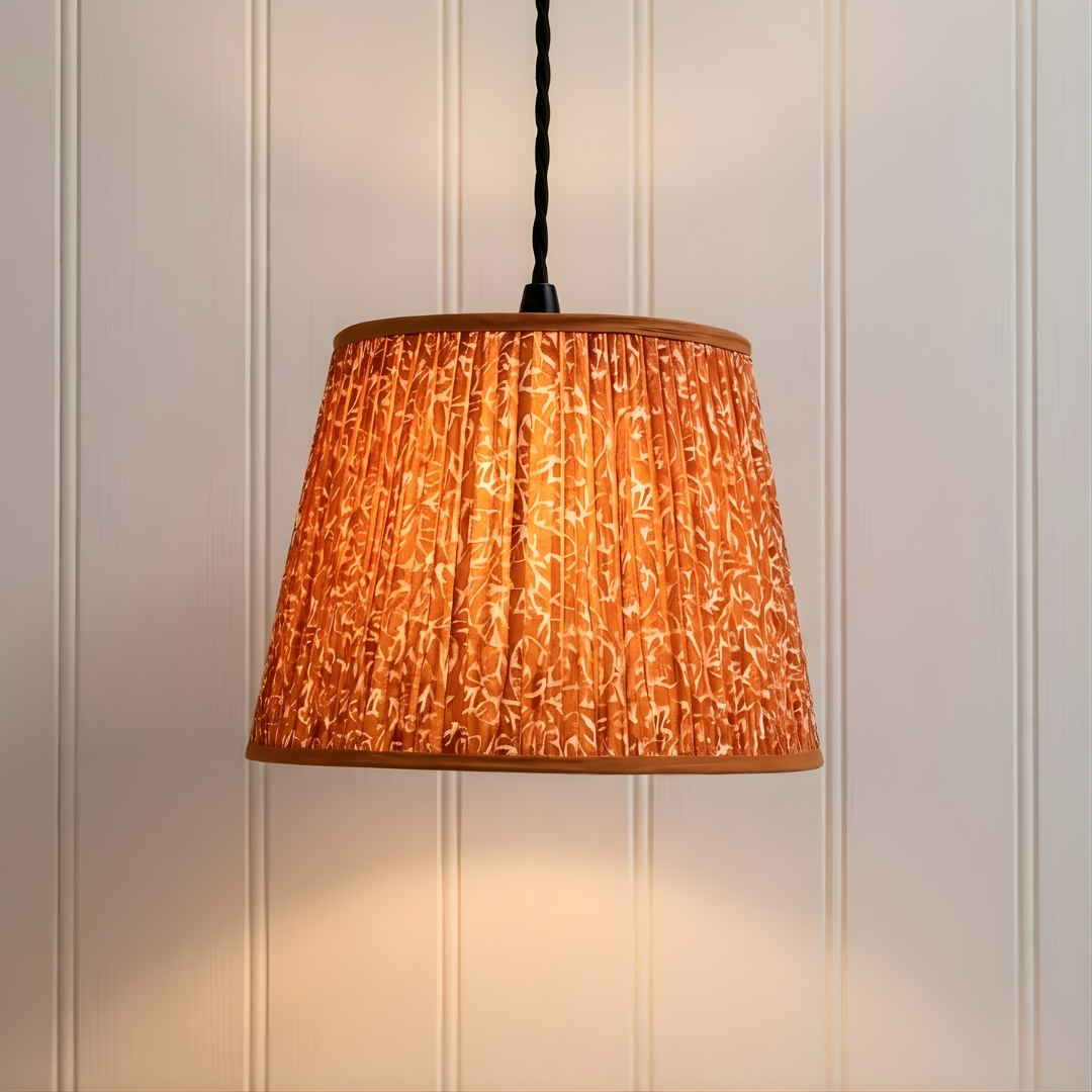 AARTIN 45 CM Autumn Leaves Cotton Lampshade - Straight Empire ( Shade Only )
