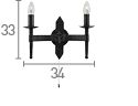 Searchlight Cartwheel 2-Light Wall Light in Black Wrought Iron