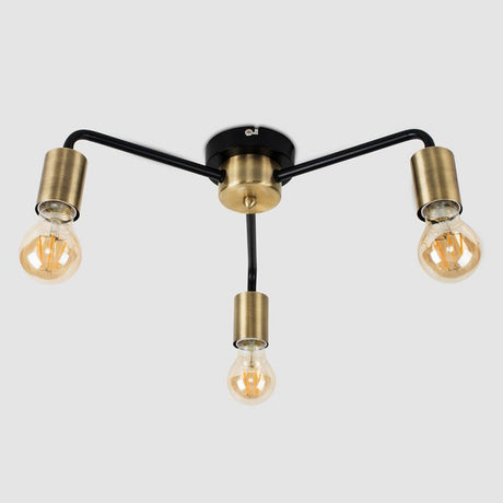 Connell 3 Way Ceiling Light In Antique Brass And Black