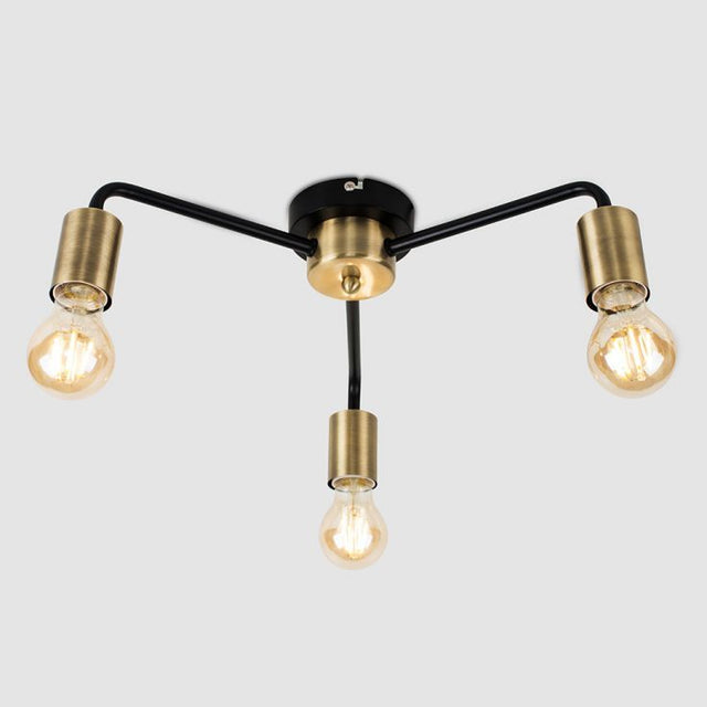Connell 3 Way Ceiling Light In Antique Brass And Black