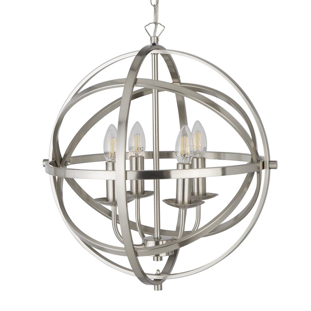 Orbit 4Lt Pendant - Satin Silver Metal - Comet Lighting
