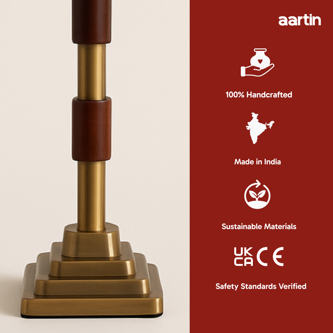 AARTIN CLOVER TABLE LAMP IN ANTIQUE BRASS & WOOD (BASE ONLY)