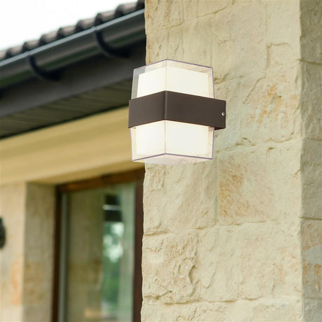 Wheddon 2Lt LED Outdoor Up/Down Light Wall Light Square Black - Comet Lighting