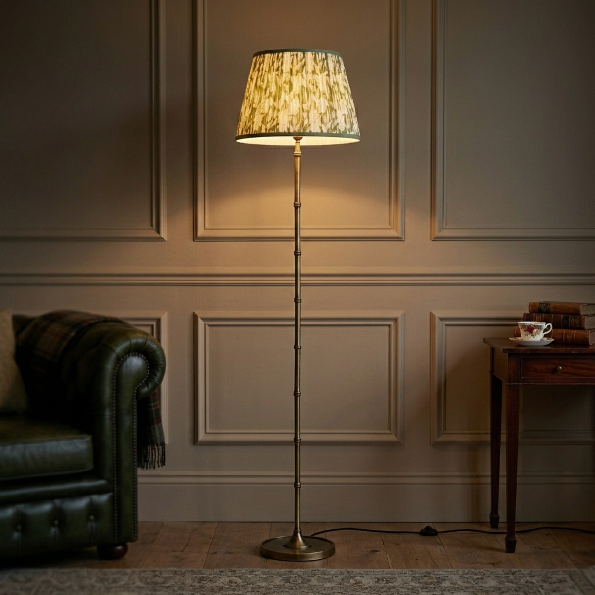 AARTIN Pixie Metal Floor Lamp With Mint Blossom Lampshade