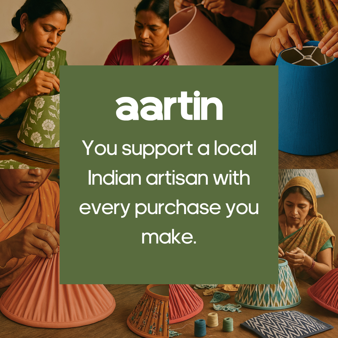 AARTIN 35 CM SAGE GREEN IKAT STRAIGHT EMPIRE GATHERED LAMPSHADE IN COTTON