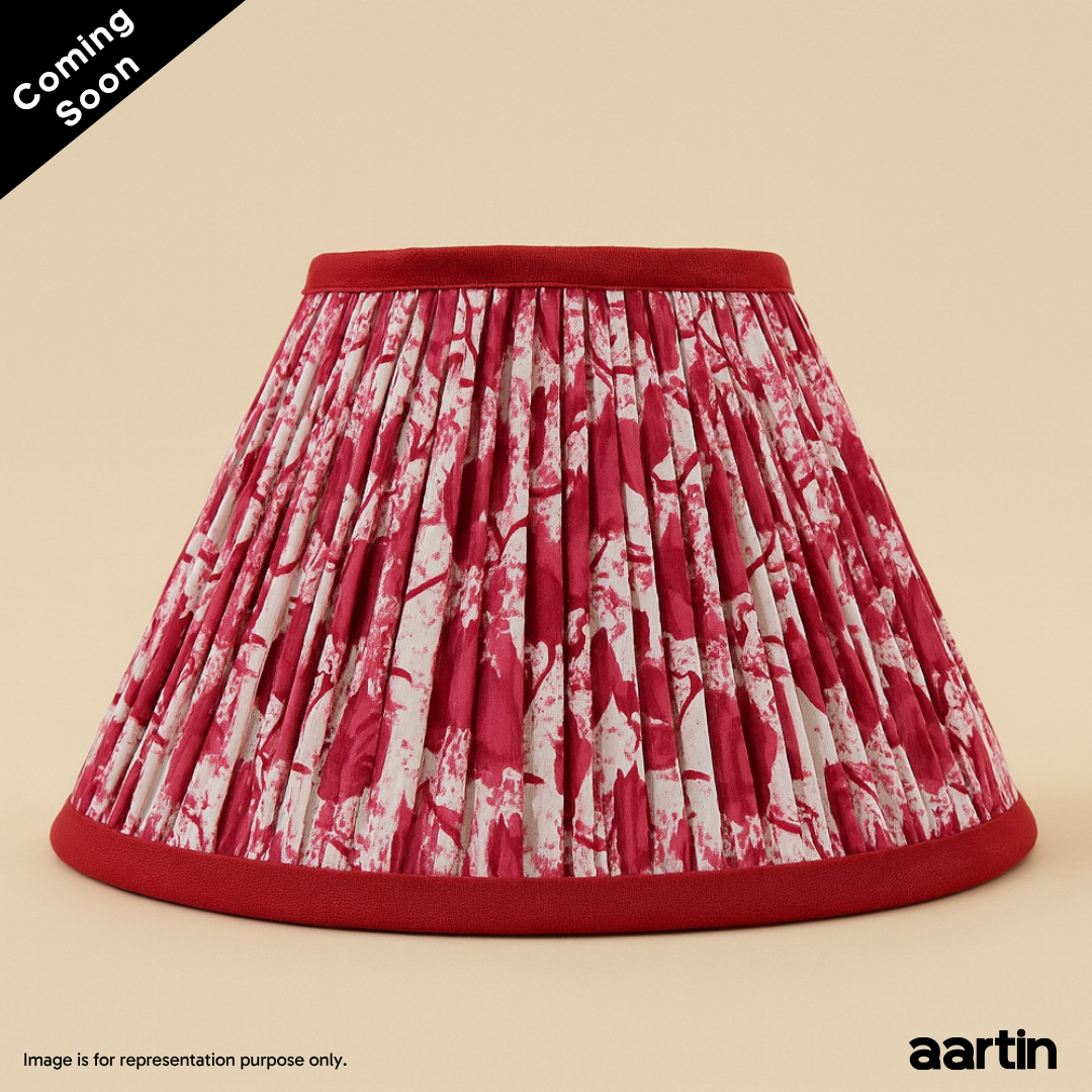 AARTIN 30 CM CRIMSON BLOOMS EMPIRE GATHERED LAMPSHADE IN COTTON