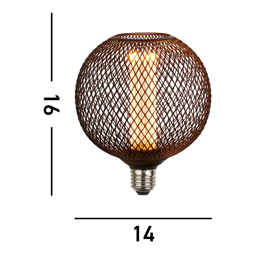 Wire Mesh Effect Globe Lamp - Black Metal - Comet Lighting