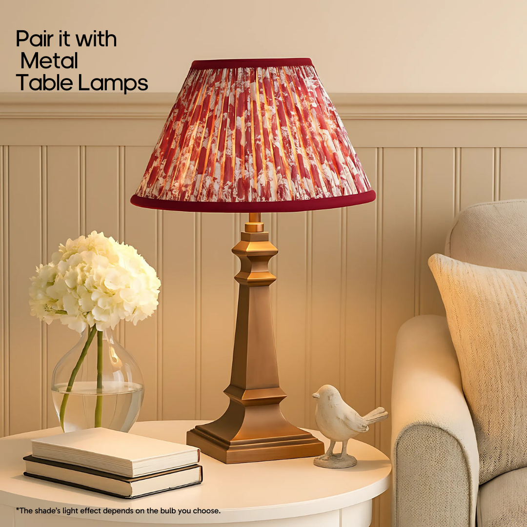 AARTIN 30 CM CRIMSON BLOOMS EMPIRE GATHERED LAMPSHADE IN COTTON