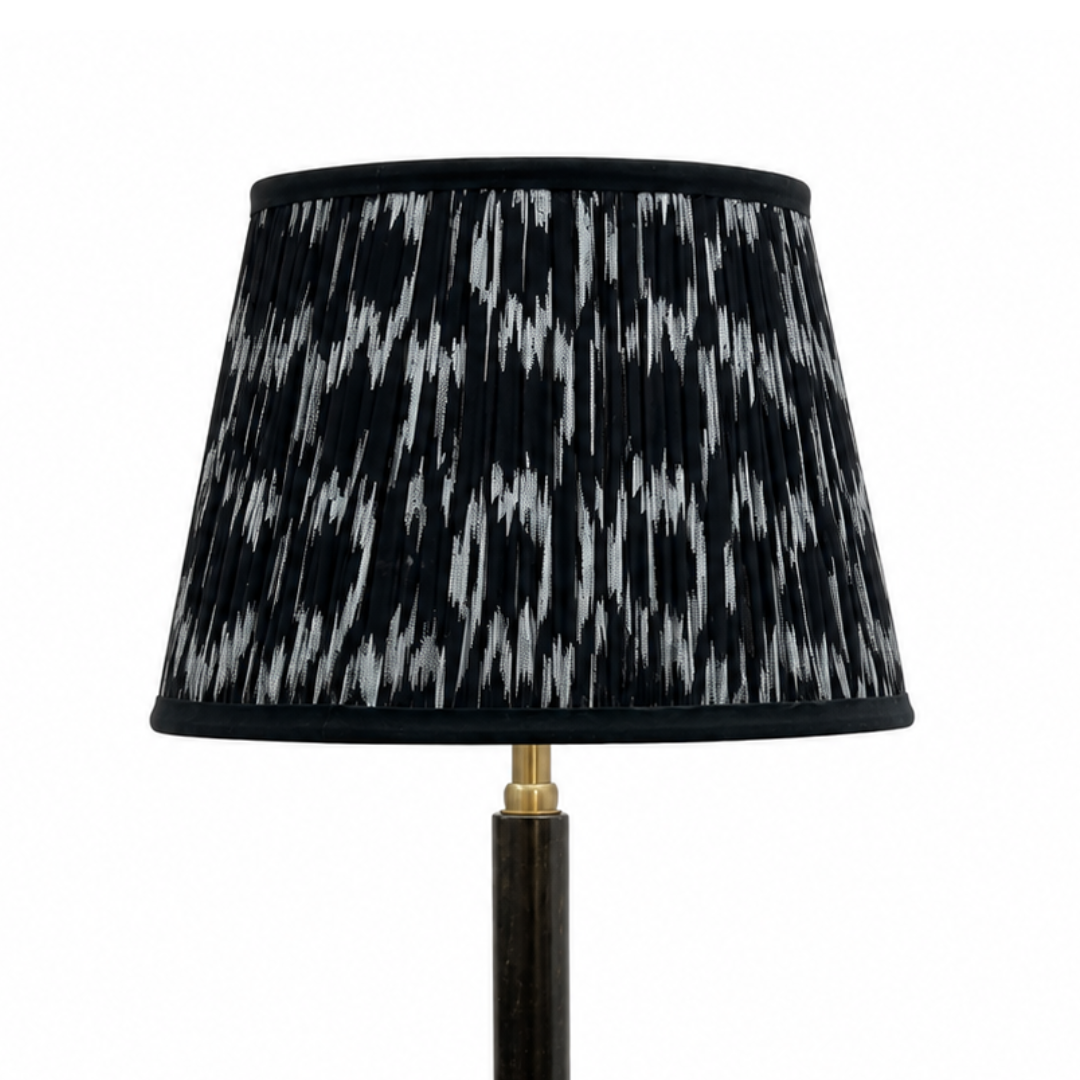 AARTIN 30 CM Black and White Ikat Cotton Lampshade - Straight Empire ( Shade Only )