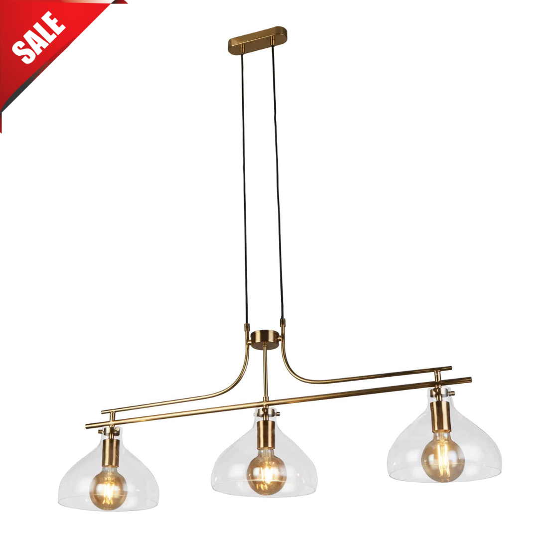 Margarita 3Lt Bar Pendant - Brass Metal & Glass
