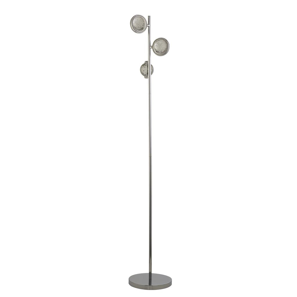 Quartz 3Lt Floor Lamp - Chrome & Bubble Glass - Comet Lighting