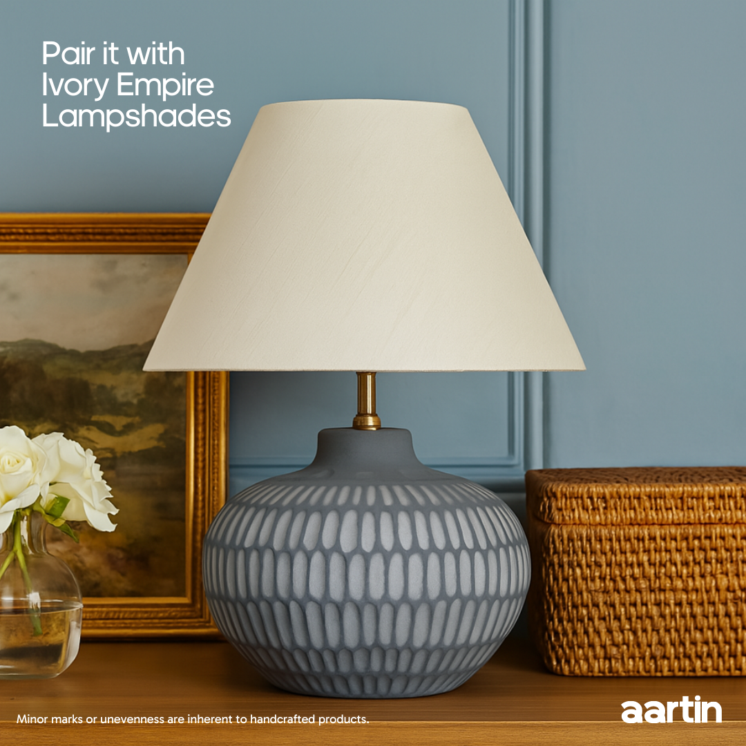 AARTIN YORK TABLE LAMP IN BLUE UNGLAZED CERAMIC (BASE ONLY)