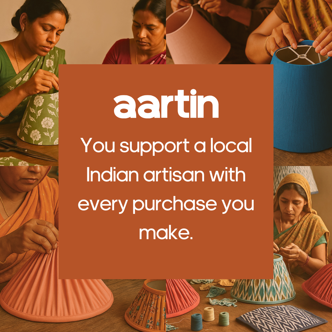 AARTIN 45 CM AUTUMN LEAVES STRAIGHT EMPIRE GATHERED LAMPSHADE IN COTTON