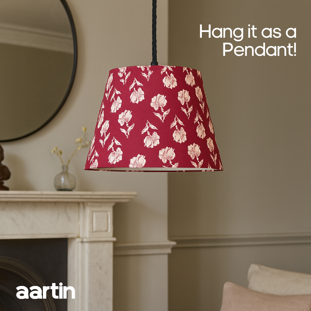 AARTIN 35 CM CHERRY BLOSSOM STRAIGHT EMPIRE ROLLED LAMPSHADE IN COTTON