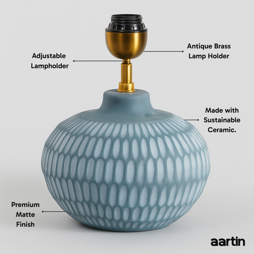 AARTIN YORK TABLE LAMP IN BLUE UNGLAZED CERAMIC (BASE ONLY)