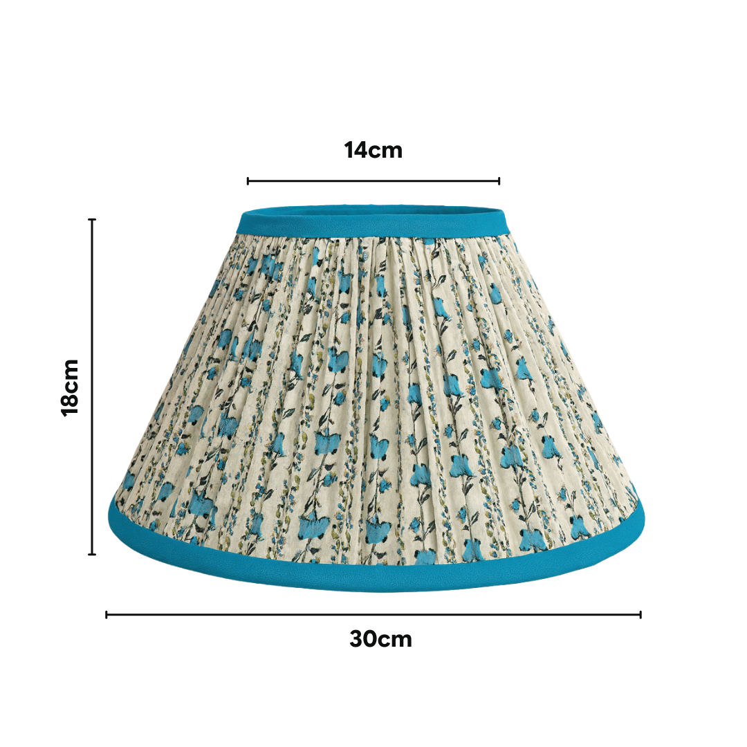 AARTIN Penny Wood Table Lamp With Blue Willow Lampshade