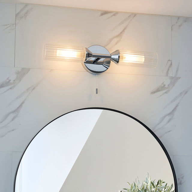 Wensum 2Lt Wall Light Chrome - Comet Lighting