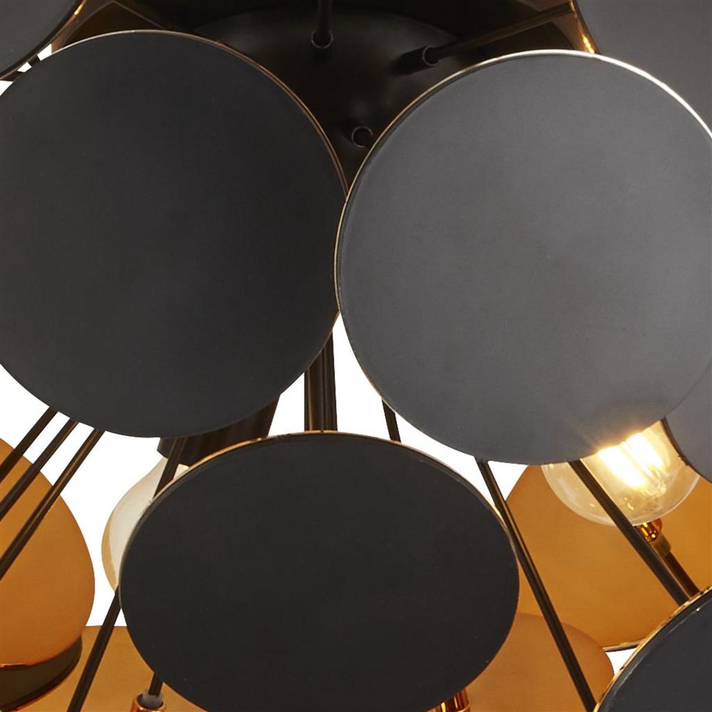 Gappah 3Lt Semi-Flush Ceiling Light Black/Gold - Comet Lighting