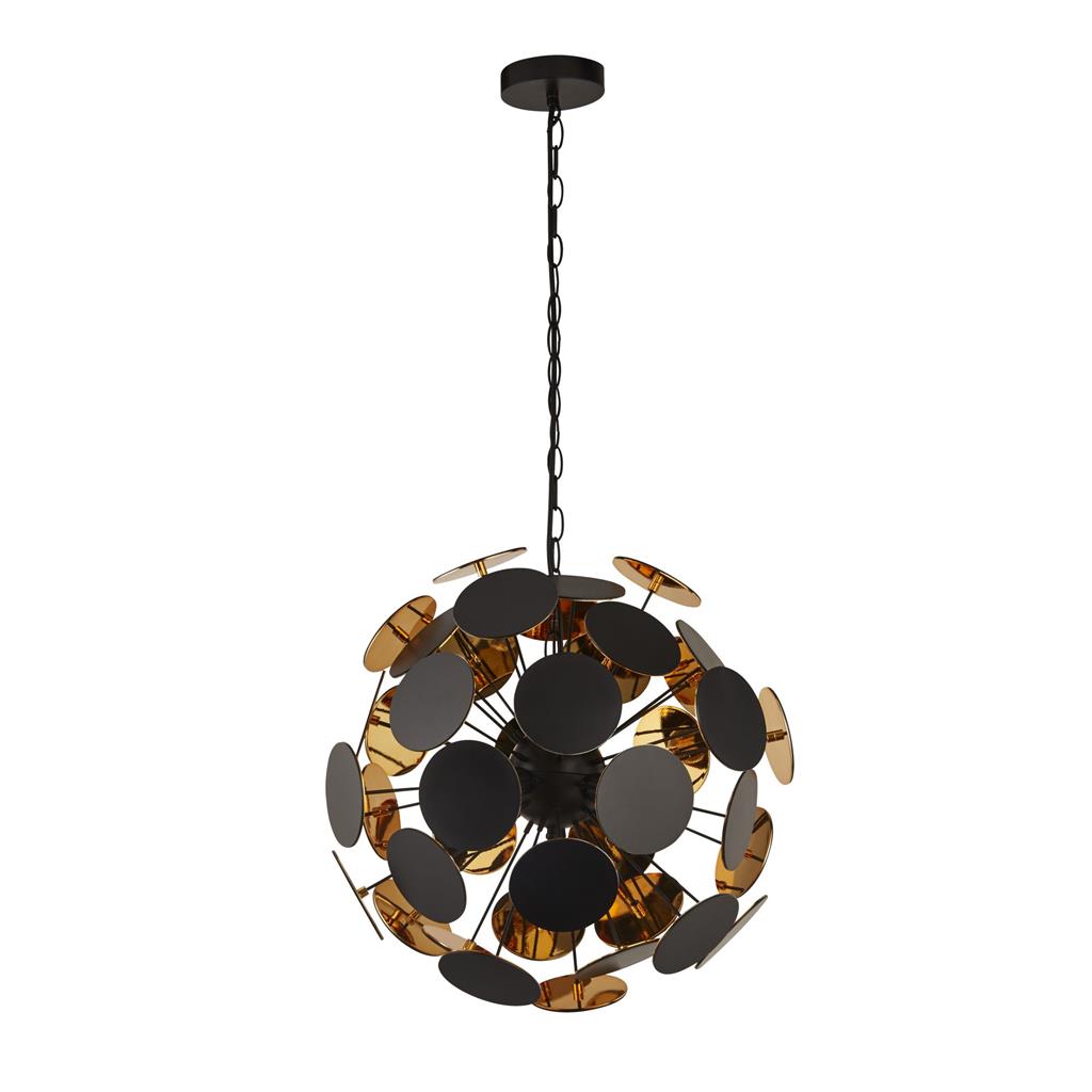 Gappah 6Lt Pendant Ceiling Light Black/Gold - Comet Lighting