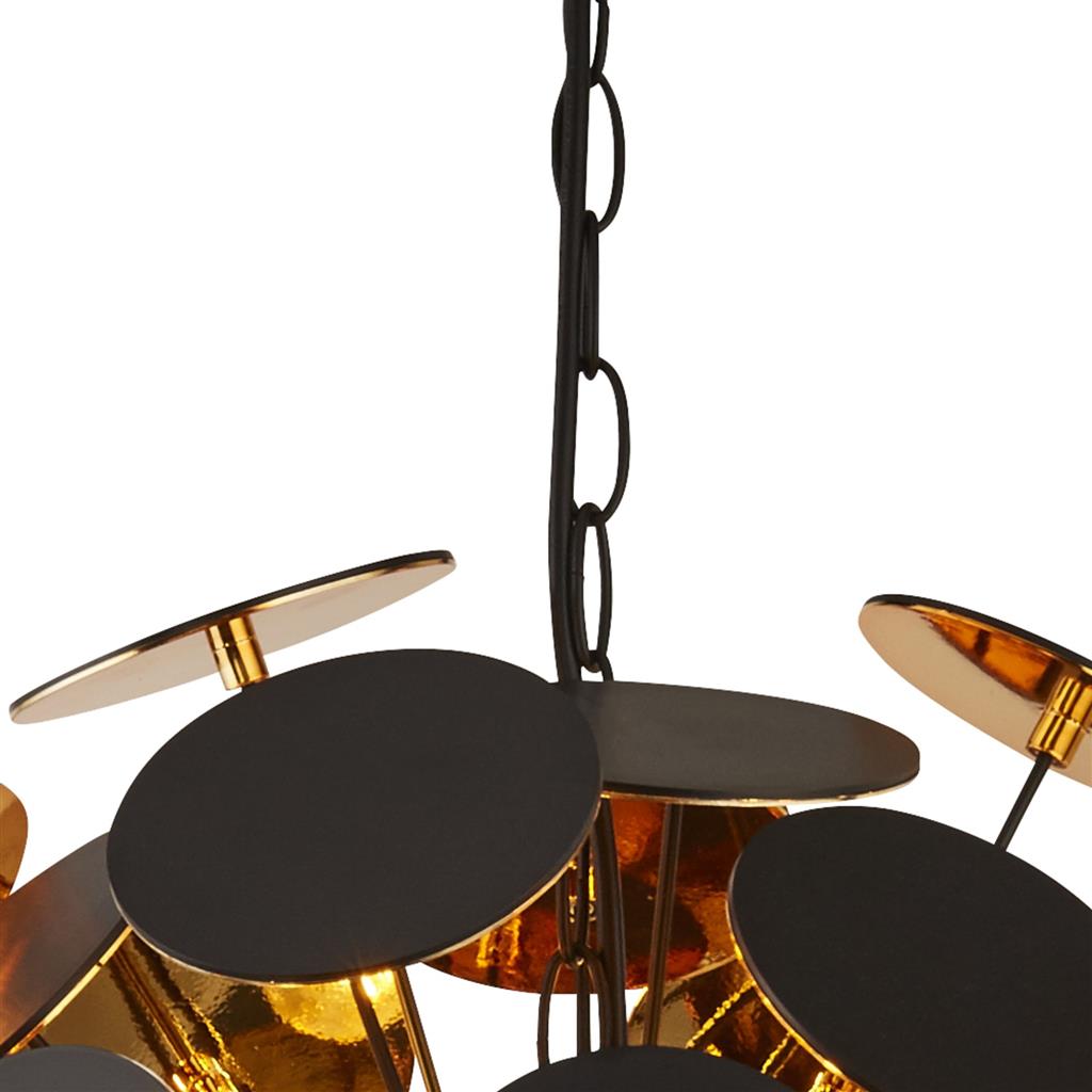 Gappah 6Lt Pendant Ceiling Light Black/Gold - Comet Lighting