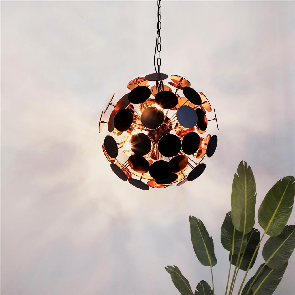 Gappah 6Lt Pendant Ceiling Light Black/Gold - Comet Lighting