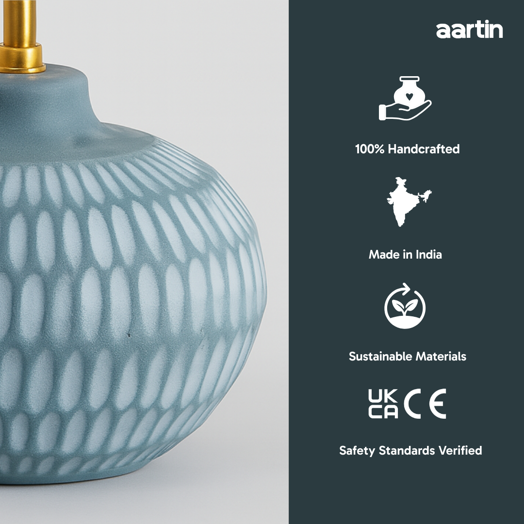 AARTIN YORK TABLE LAMP IN BLUE UNGLAZED CERAMIC (BASE ONLY)