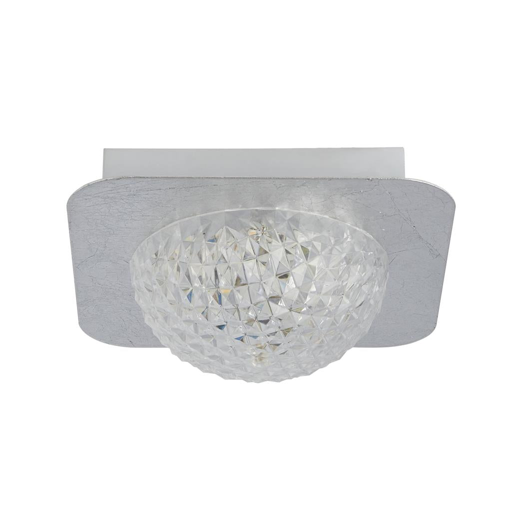 Pomeroy 1Lt Square LED Ceiling Light - Silver Leaf - Comet Lighting