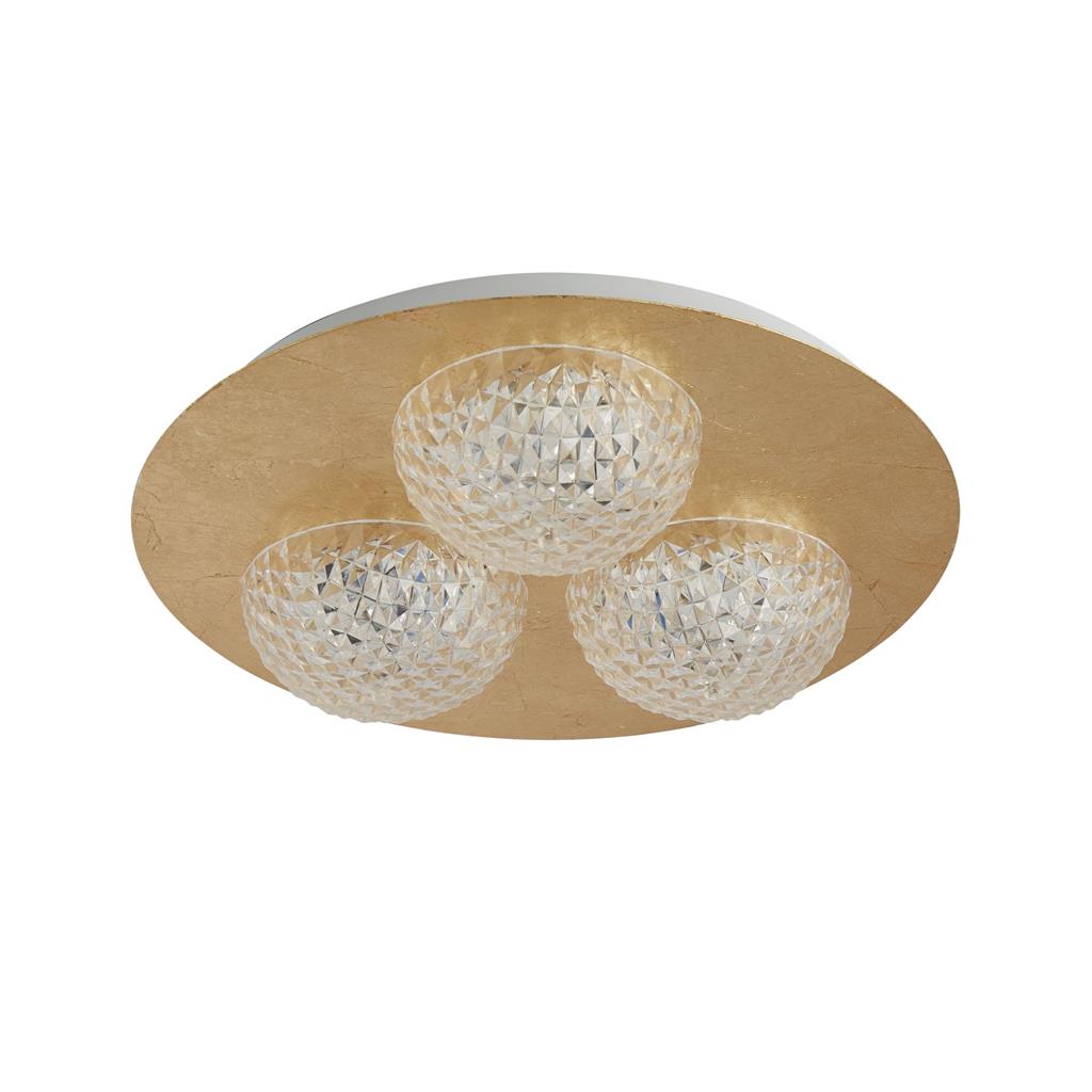 Pomeroy 3Lt Round LED Ceiling Light - Gold Leaf - Comet Lighting