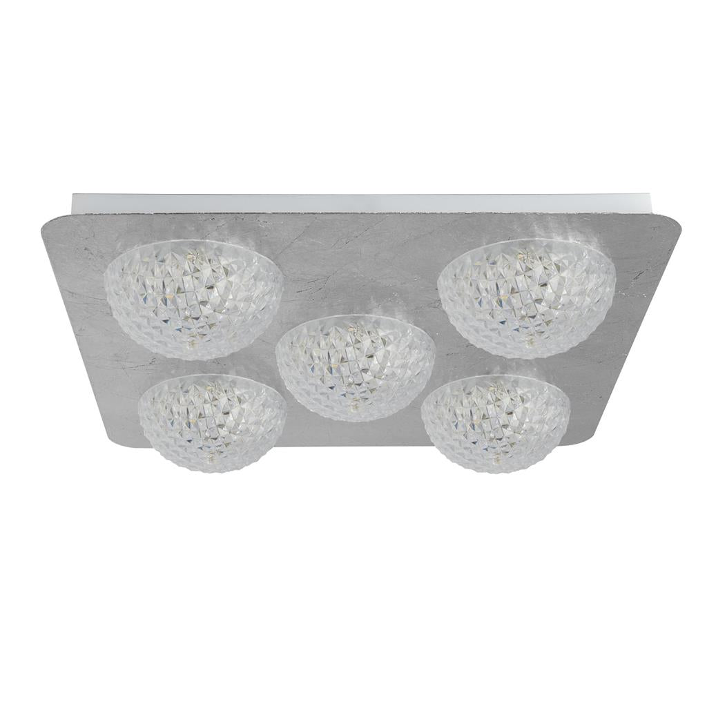Pomeroy 5Lt Square LED Ceiling Light - Silver Leaf - Comet Lighting