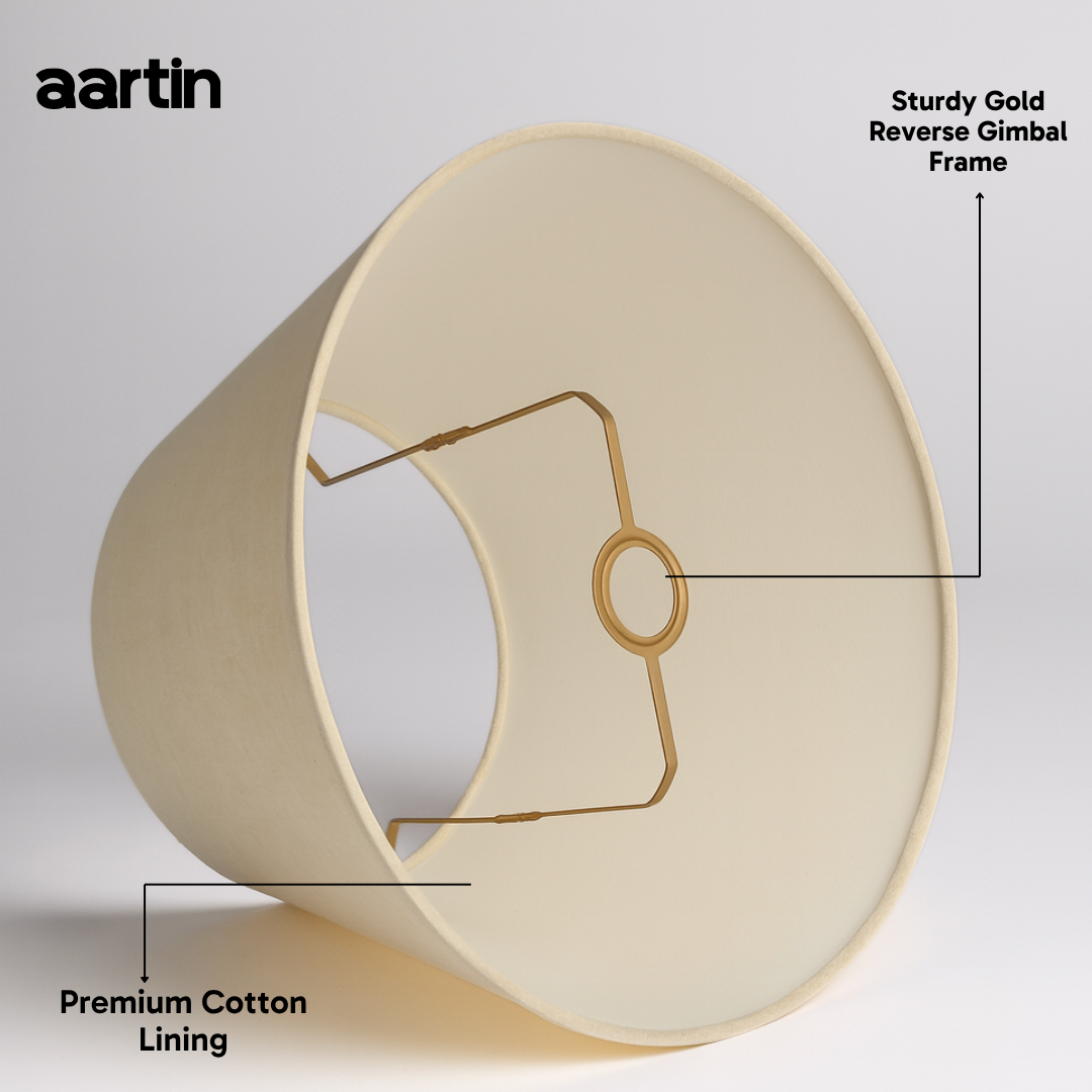 AARTIN 45 CM GOLDEN PETALS STRAIGHT EMPIRE ROLLED LAMPSHADE IN COTTON