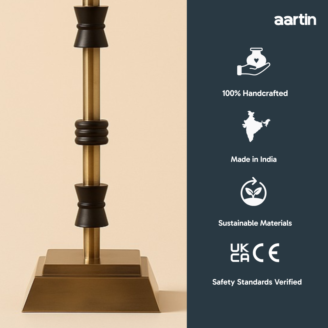 AARTIN LILY TABLE LAMP IN ANTIQUE BRASS & MATTE BLACK (BASE ONLY)