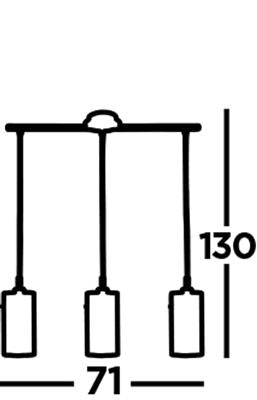 Searchlight Duo 2 Chrome 3 Light Bar Pendant Glass Cylinder Shades